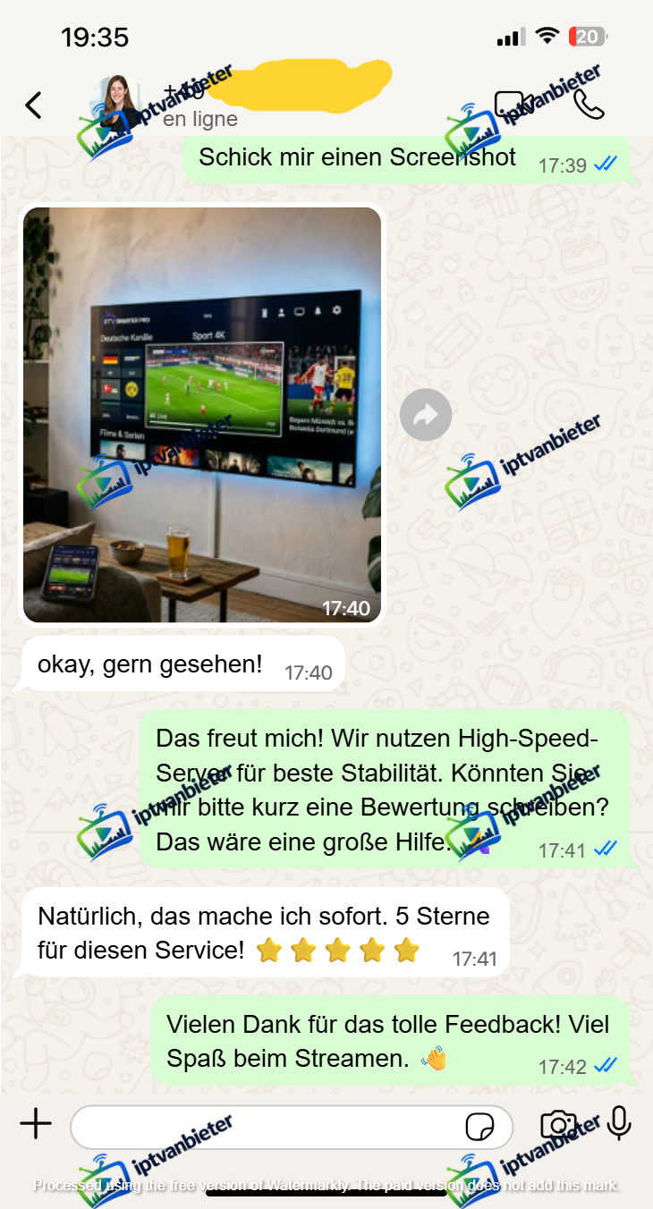 WhatsApp IPTV 5 Sterne Bewertung und Sport 4K Feedback