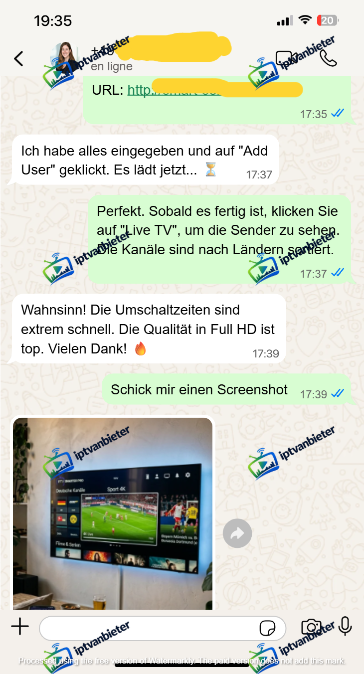 WhatsApp IPTV Full HD Streaming Kundenfeedback